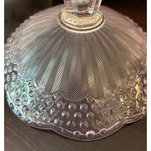 Vintage Gorham “Emily’s Attic” Pink Glass Round Compote • Hobnail Crystal - Picture 4 of 4